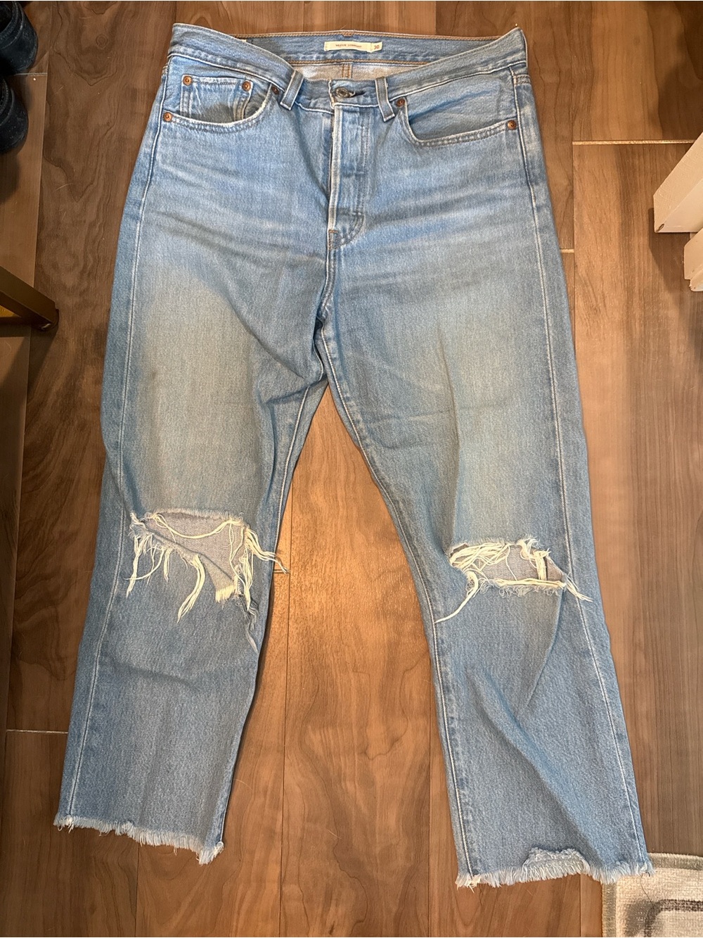 Levi's Wedgie Straight Distressed Ankle Jeans